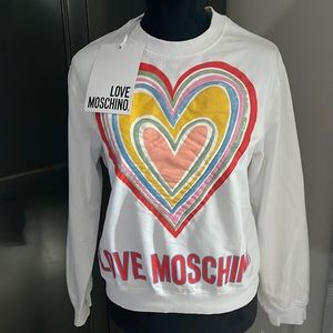 Heart Graphic Logo Sweatshirt by Love Moschino Size US 2